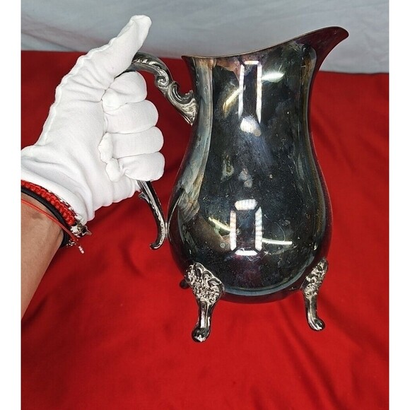Leonard Silver Plated Water Pitcher 9''Tall Claw Footed w/Ice Guard VTG Patina - Picture 13 of 13